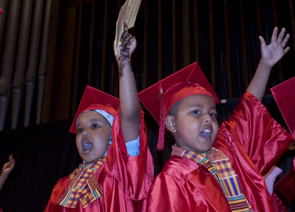 Kindergarten students graduate from Higher Ground Academy, an Afro-centric charter school in St. Paul, Minn.  PHOTO: CLAIRE MOSES / NEWS21