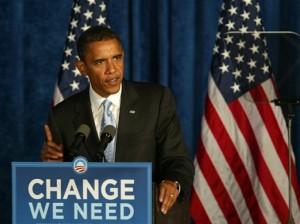 President Barack Obama, then on the campaign trail, speaking about his policy to reform America's education system in Dayton, Ohio. So far, say his critics, he hasn't delivered on his promise for change. (AP Photo/Skip Peterson)